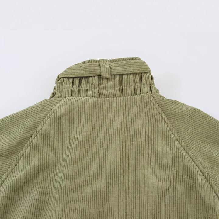 Damen Kord-Fieldjacke mit Taillengürtel und Stehkragen Drune