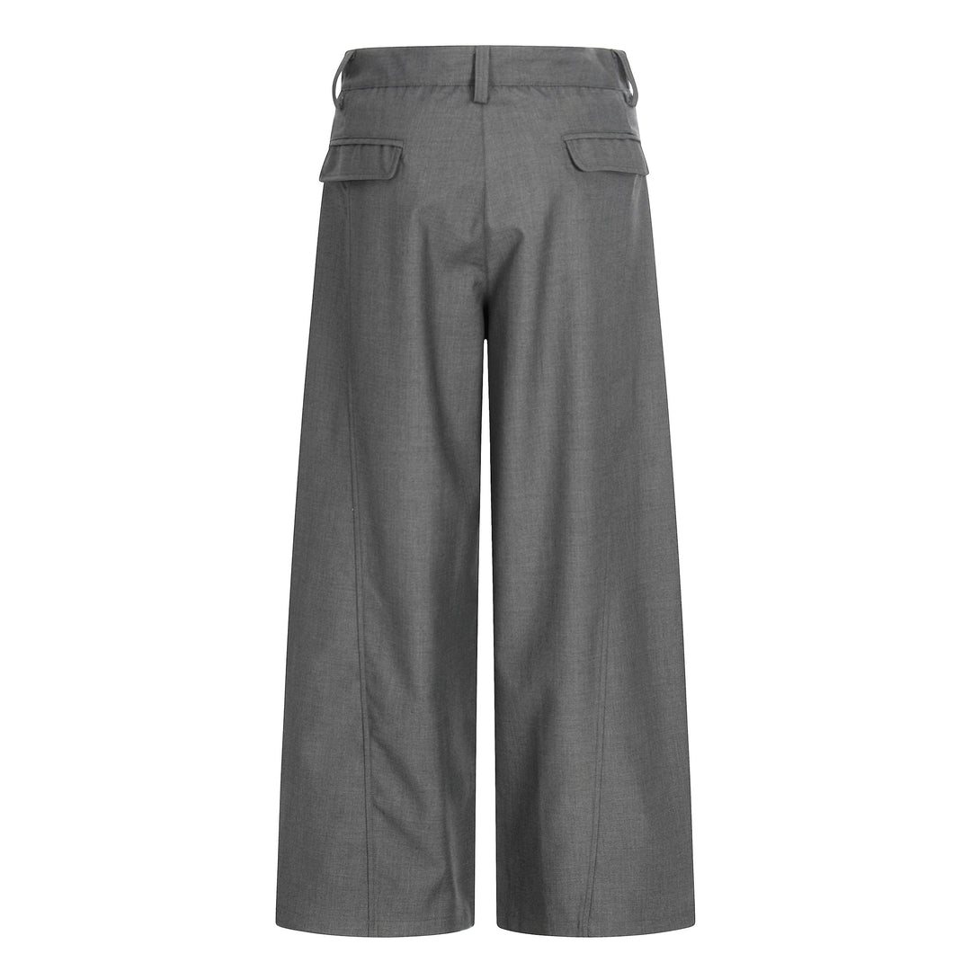 Damen Weite Culotte-Hose mit Bundfalten, hoher Taille und aufgesetzten Taschen Drune