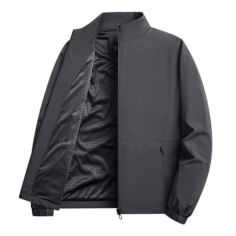 Herren Leichte windabweisende Fleecejacke mit Stehkragen und Reißverschlusstaschen Drune