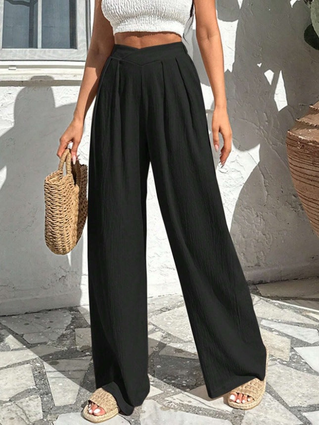 Damen weite Stoffhose mit eleganter Bundfaltenführung Drune