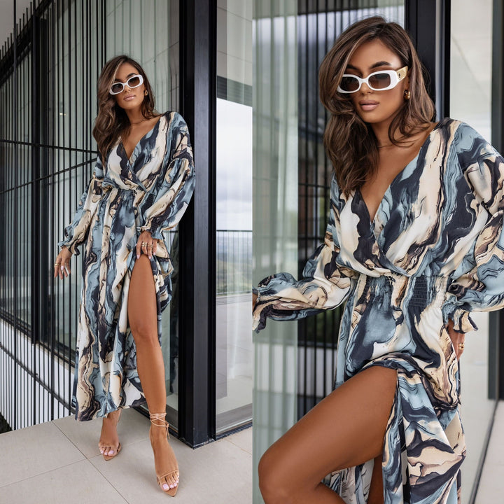 Damen Maxikleid mit schickem Wickeldesign und angesagtem Farbverlauf Drune
