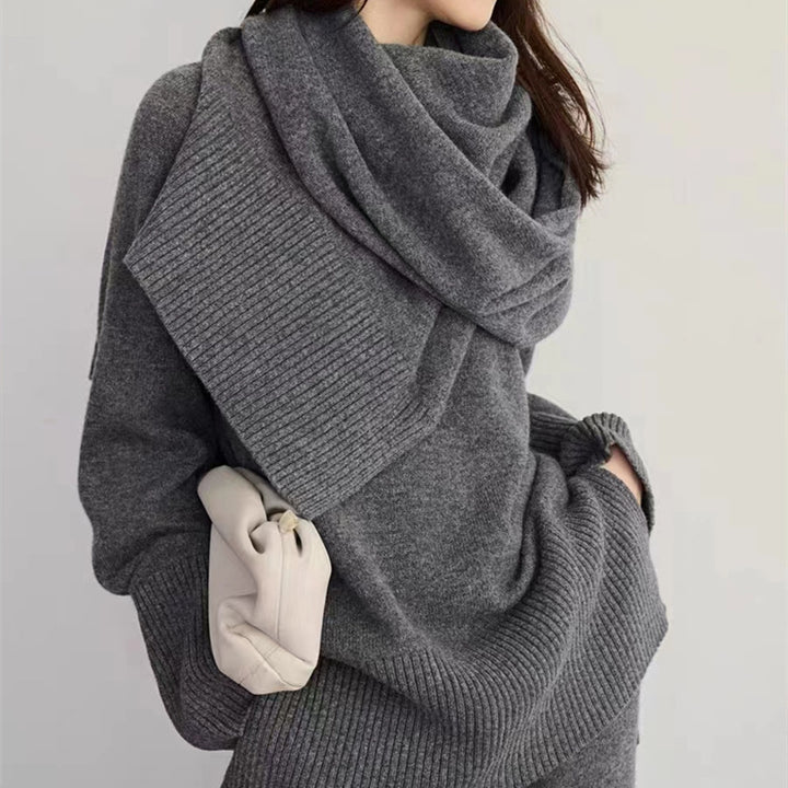 Damen lässiges Strickoberteil mit weitem Schnitt und bequemen Hosen Drune