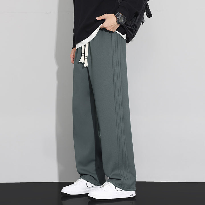 Herren Locker-weit geschnittene Lounge-Jogginghose mit Baumwoll-Fleece-Innenfutter und verstellbarem Kordelzug Drune