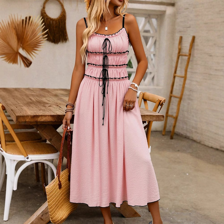 Damen Maxikleid mit raffinierten Raffungseffekten und verstellbaren Trägern Drune