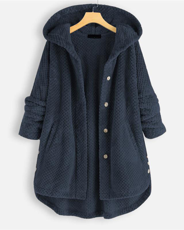 Drune | Abgerundeter Saum Kapuzen Sweatshirtjacke