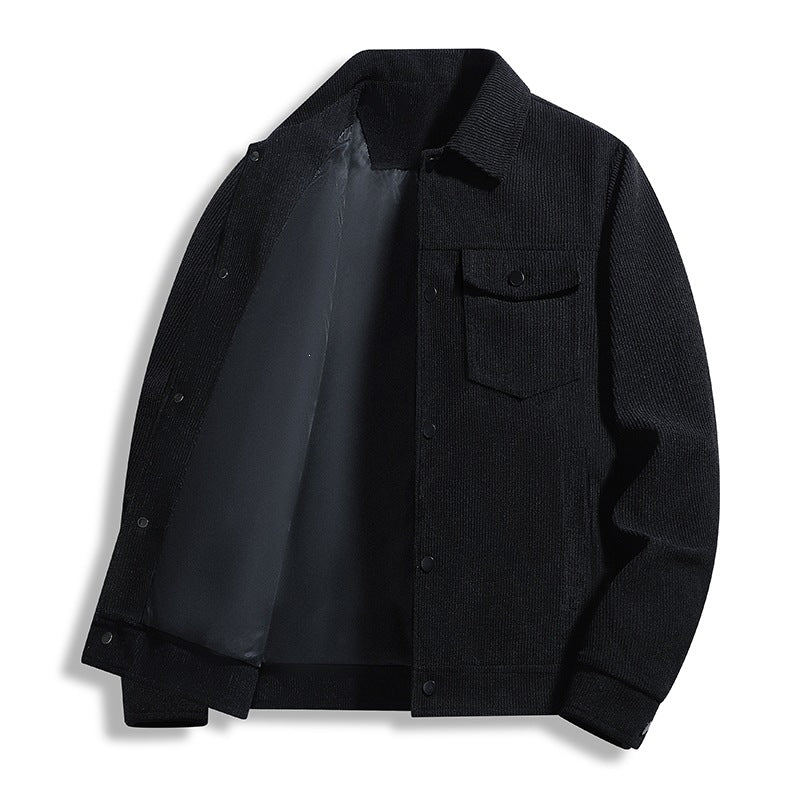 Herren Cord-Truckerjacke mit Thermofutter & Druckknopffront Drune