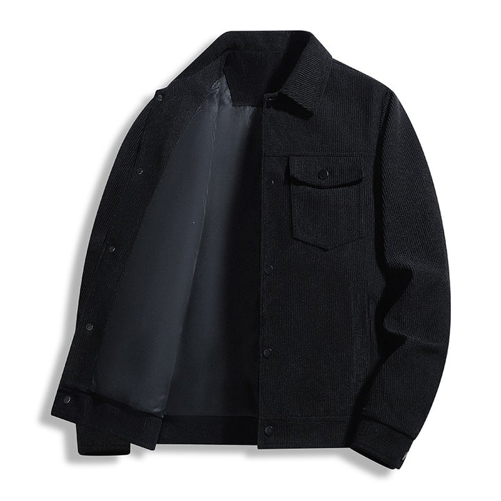 Herren Cord-Truckerjacke mit Thermofutter & Druckknopffront Drune