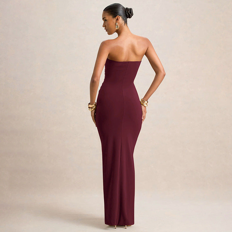 Damen Glamouröses Abendkleid mit raffiniertem Drapierungsdesign Drune