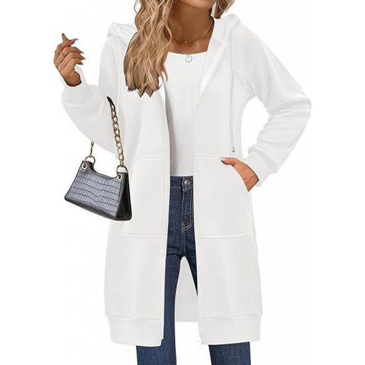 Damen modische Kapuzenjacke mit seitlichen Eingrifftaschen und Reißverschluss Drune