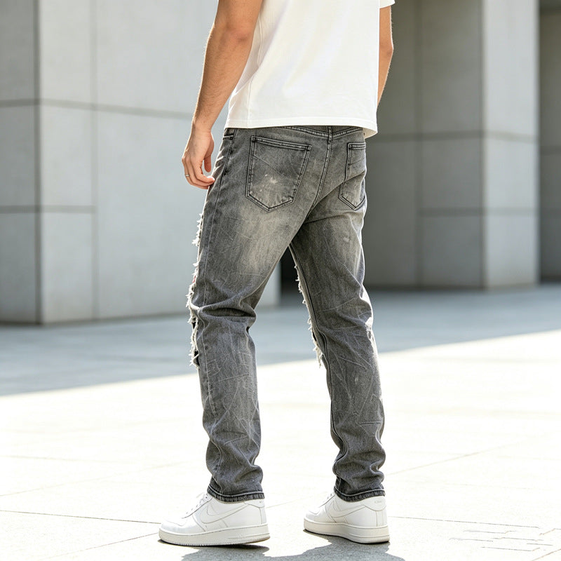 Herren Modische Destroyed Jeans mit kreativen Patches Drune