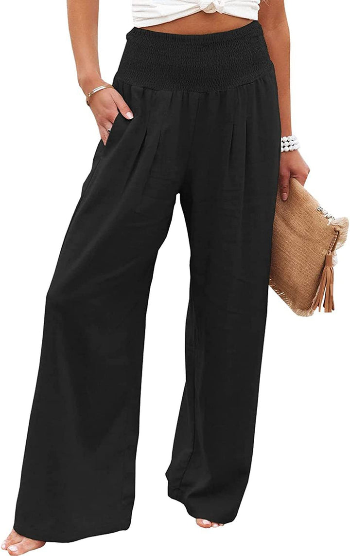 Damen Luftige Leinenhose mit elastischem Bund und Weitschnitt Drune