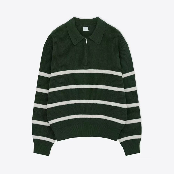 Herren Modischer Kurzarm Pullover mit Streifen Drune