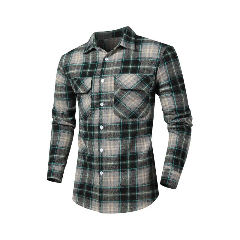 Herren Flanellhemd mit klassischem Karomuster und Brusttaschen Drune