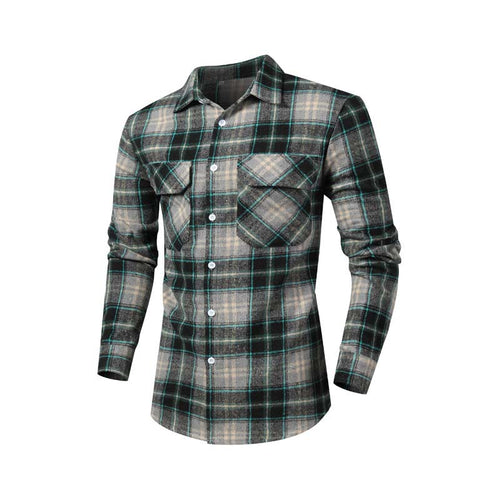 Herren Flanellhemd mit klassischem Karomuster und Brusttaschen Drune