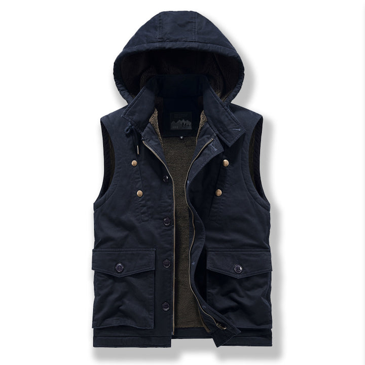 Herren wattierte Utility-Weste mit Teddyfutter und Kapuze Drune