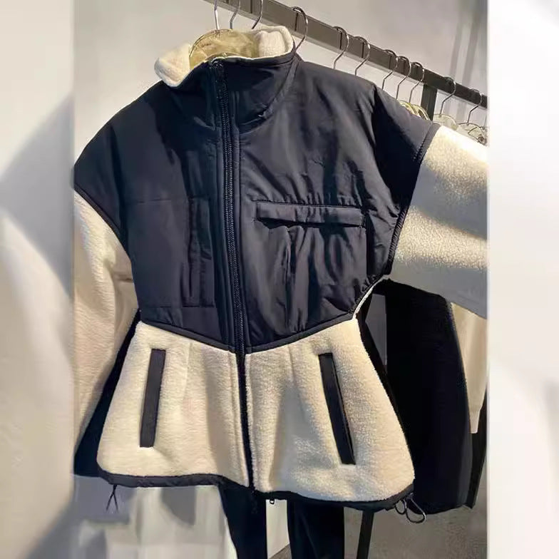 Damen modische Übergangsjacke mit hochgeschlossenem Kragen und praktischen Taschen Drune