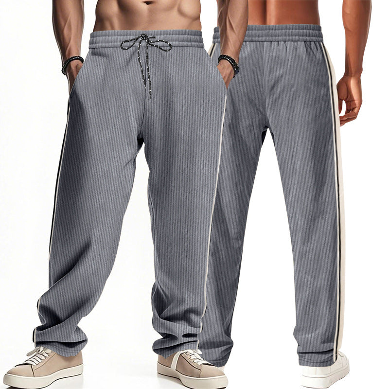 Herren Bequeme Freizeithose mit seitlichen Streifen und elastischem Bund Drune