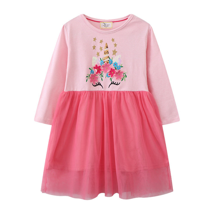 Mädchen Freizeitkleid mit bezaubernden Blumenstickereien Drune