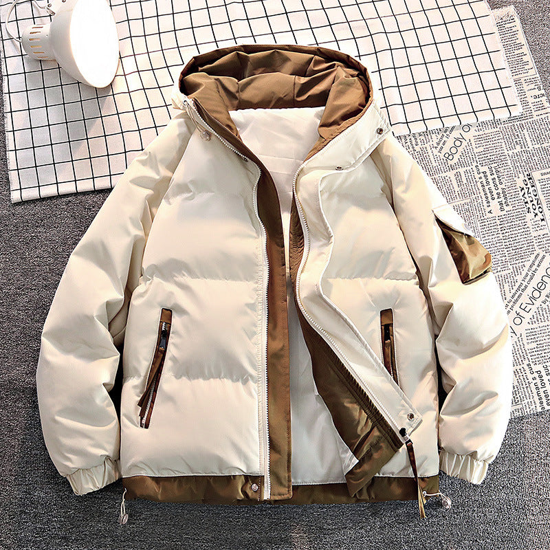 Männer's -isolierter Puffer-Hoodie-Winterjacke mit Kontrastfutter und Utility-Reißverschlusstaschen Drune