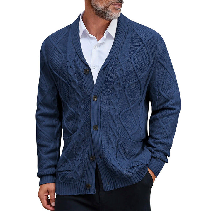 Herren modischer Strickcardigan mit strukturierter Oberfläche und praktischen Taschen Drune