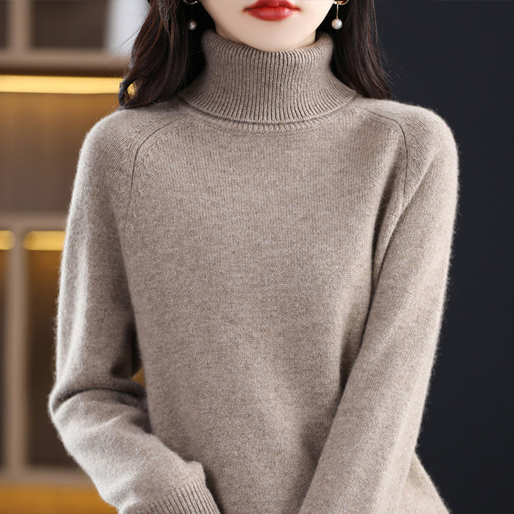 Damen Weicher Hochkragen-Pullover aus flauschigem Wollmix mit Raglanärmeln Drune