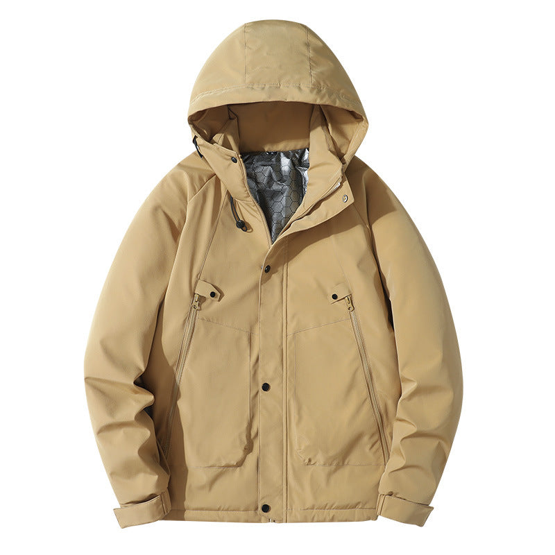 Herren Leichte Kapuzenjacke aus Softshell mit Thermofutter und minimalistischen Reißverschlusstaschen Drune
