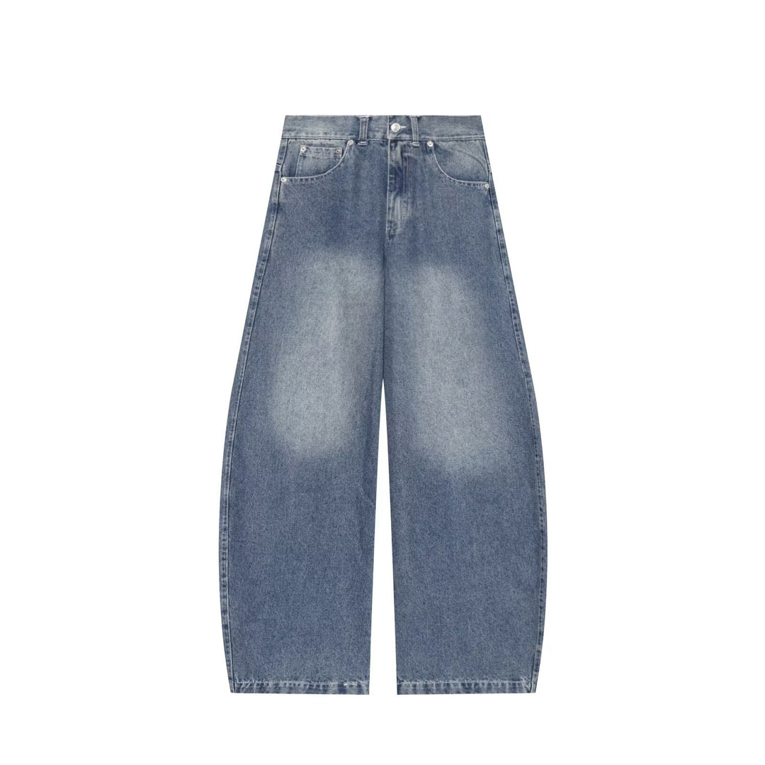 Damen Hochtaillierte Cropped-Jeans mit weitem Bein, Used‑Effekt und klassischen Taschen Drune