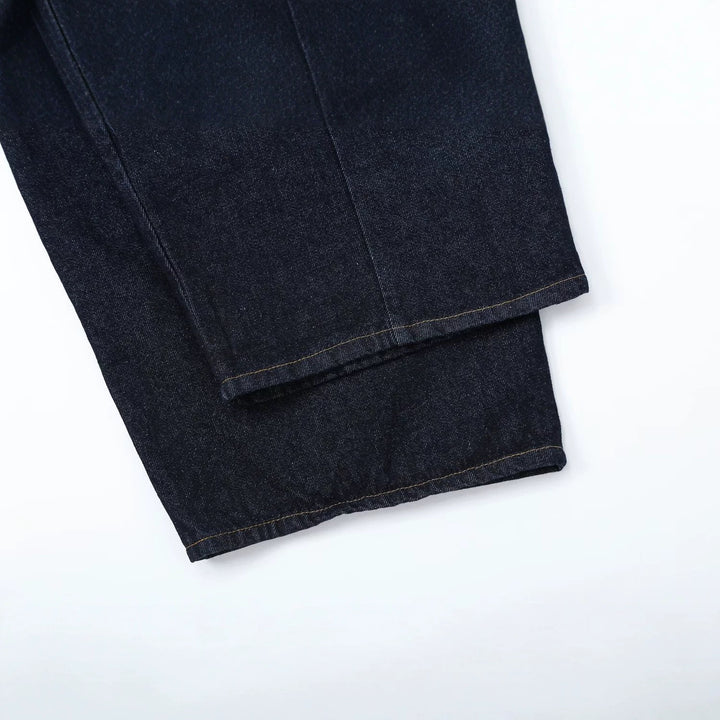 Damen Hochtaillierte weite Denim-Hose mit Bundfalten und zentraler Bügelfalte Drune