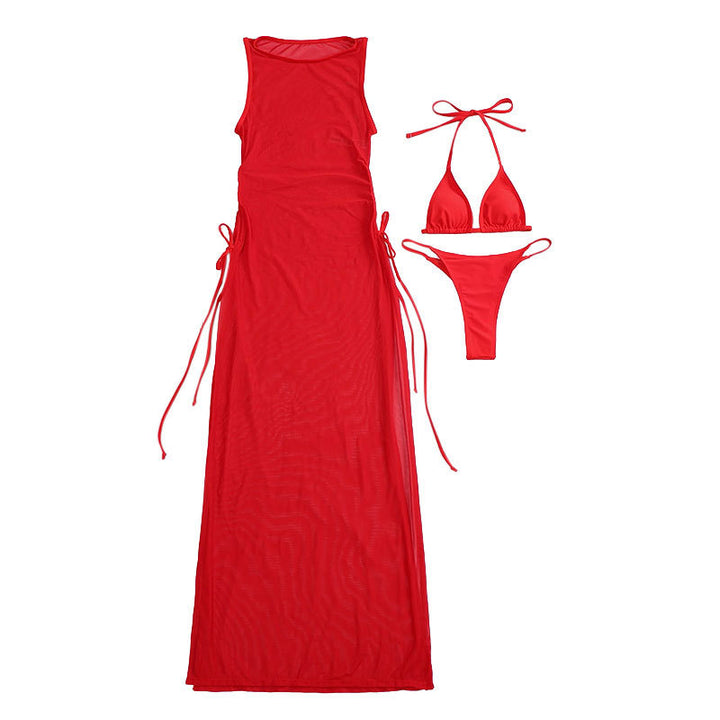 Damen Langarm-Strandkleid mit verstellbaren Schnürungen Drune