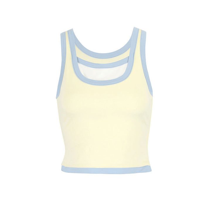 Damen Sportliches Crop-Top mit einzigartigem Schnitt und doppeltem Trägerdesign Drune