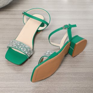 Damen Riemensandaletten mit funkelnder Strass-Applikation und elegantem Blockabsatz Drune