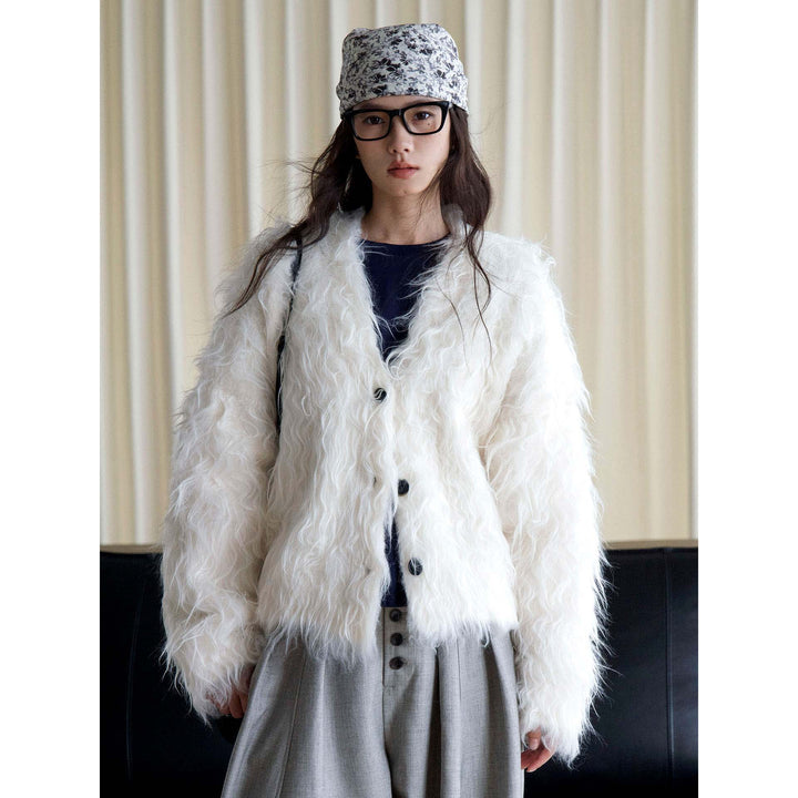 Damen Voluminöse Kapuzen‑Fellmütze aus Kunstfell mit Oversize‑Silhouette Drune