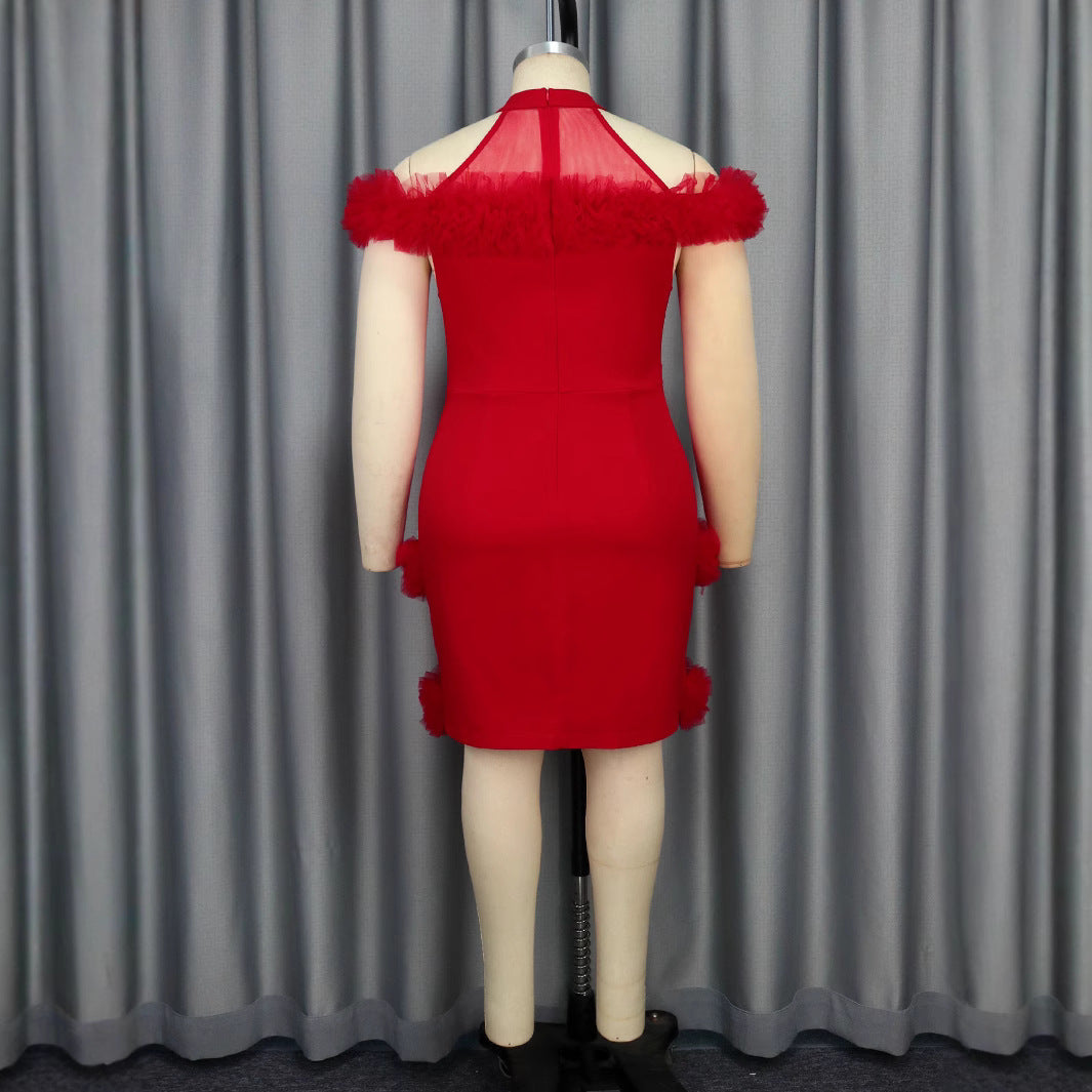 Damen elegantes Kleid mit fransigen Akzenten Drune