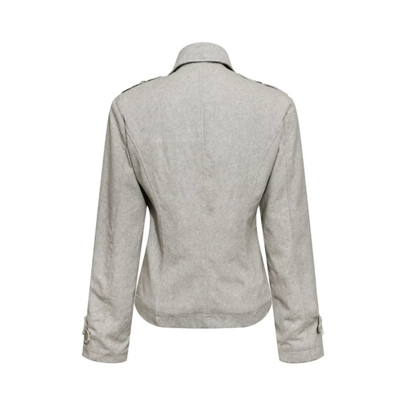 Damen Kurze Doppelreihige Cabanjacke mit Stehkragen und Taillierung Drune