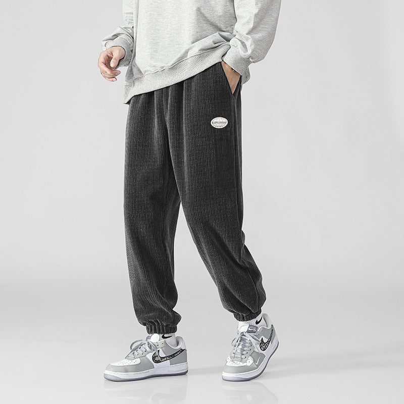 Herren Weiche Cord-Jogginghose im Relaxed-Fit mit elastischem Bund und Bündchen Drune