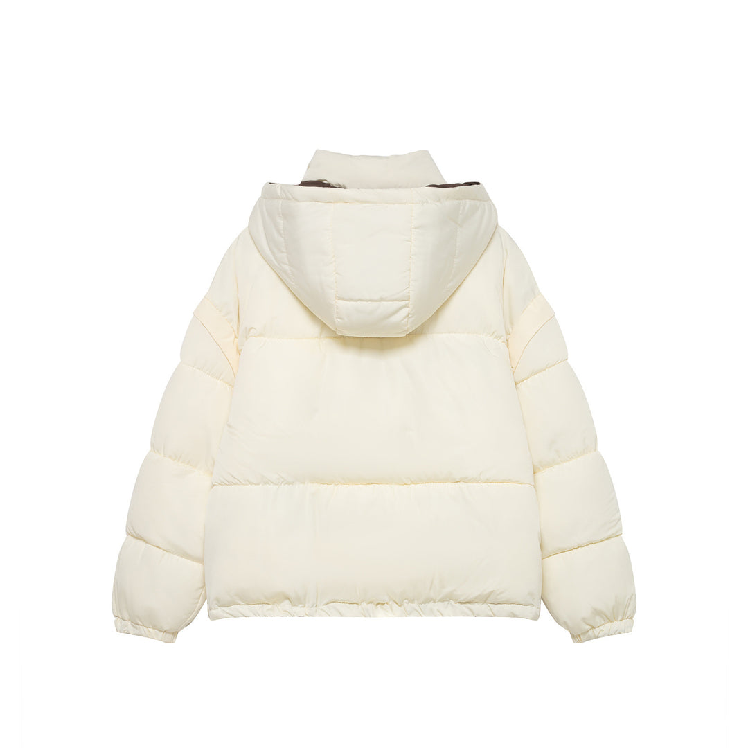 Damen Kurze Oversize-Steppjacke mit hohem Kragen und abnehmbarer Kapuze Drune