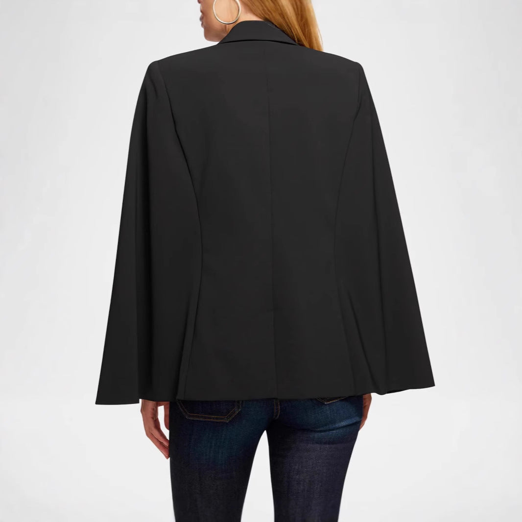 Damen Cape-Blazer mit Schlitzärmeln und tailliertem Ein-Knopf-Verschluss Drune