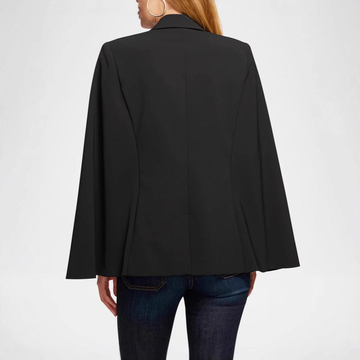 Damen Cape-Blazer mit Schlitzärmeln und tailliertem Ein-Knopf-Verschluss Drune