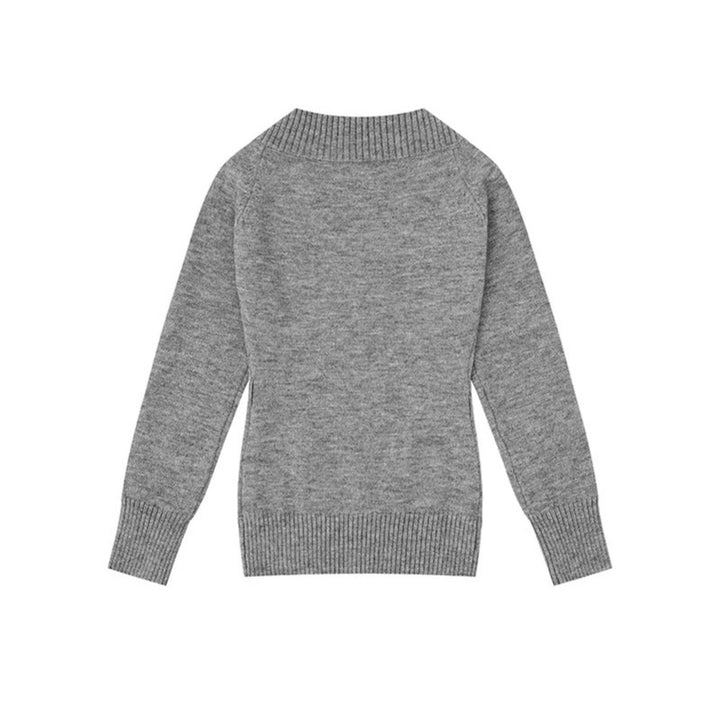 Damen Feinstrickpullover mit tiefem V-Ausschnitt, breitem Ripprand und legerer Passform Drune