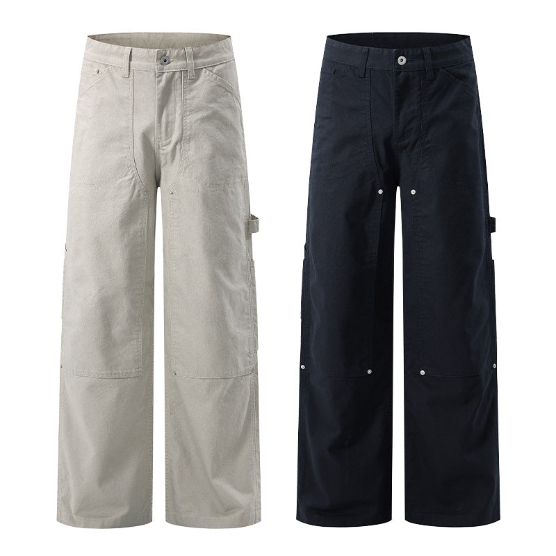 Herren Extraweite Canvas-Utility-Hose mit geteilten Beinen und Druckknopf-Details Drune