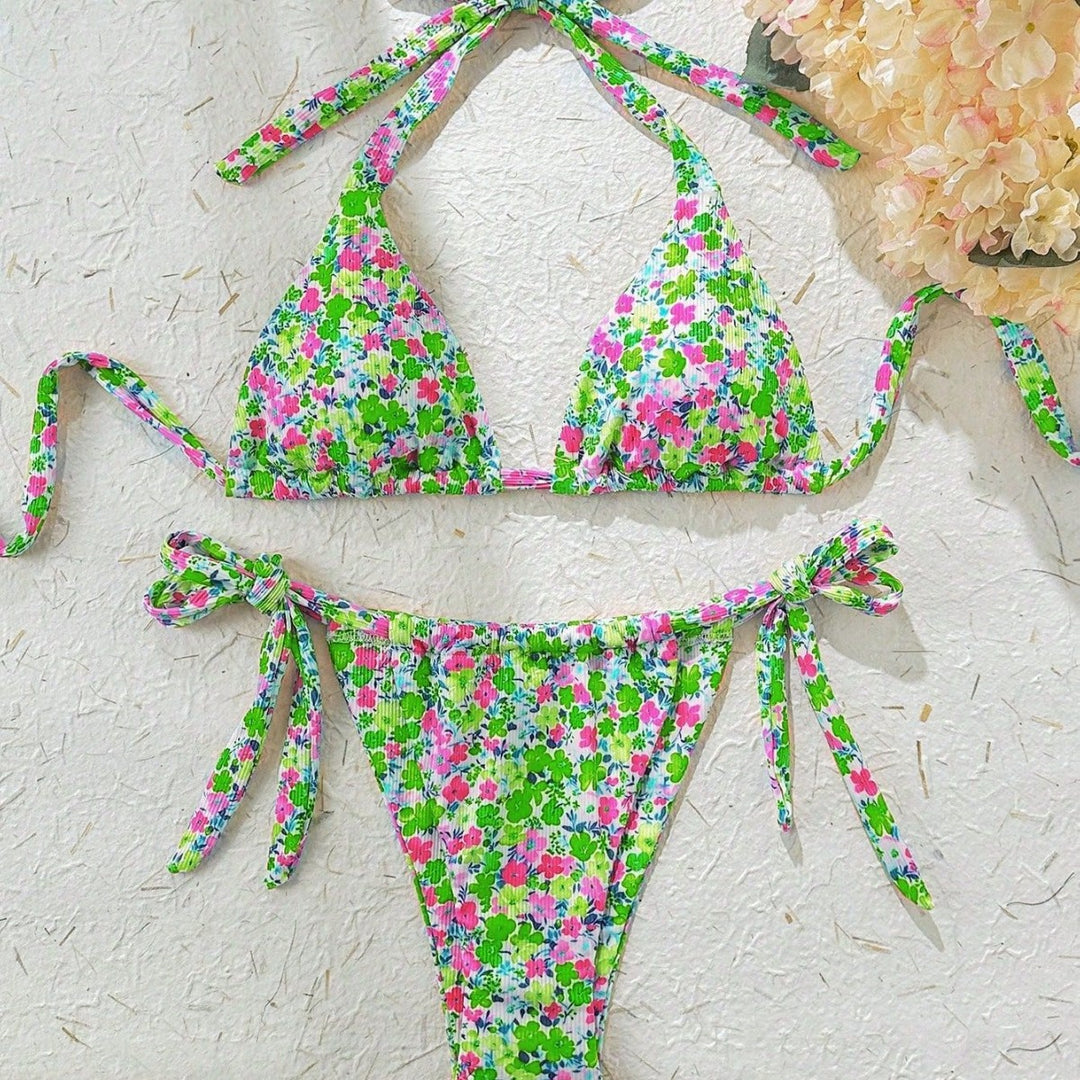Damen Triangel-Bikini mit verspieltem Blumendesign Drune