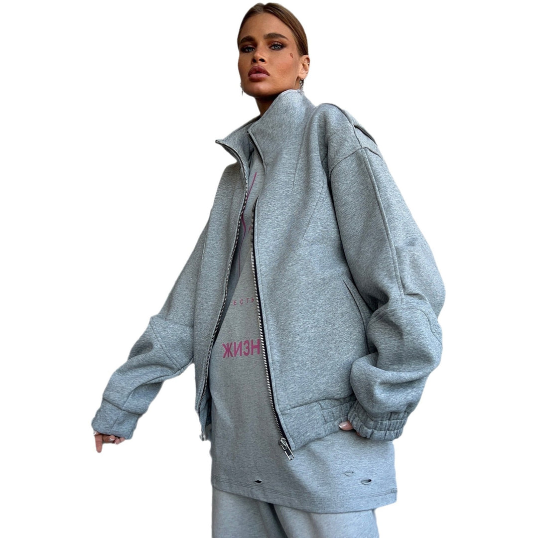 Damen lässiger Sweatshirt mit kreativem Allover-Print und voluminösen Ärmeln Drune