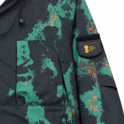 Herren Technische Camouflage-Outdoorjacke mit Kapuze, Ripstop und Multifunktionstaschen Drune
