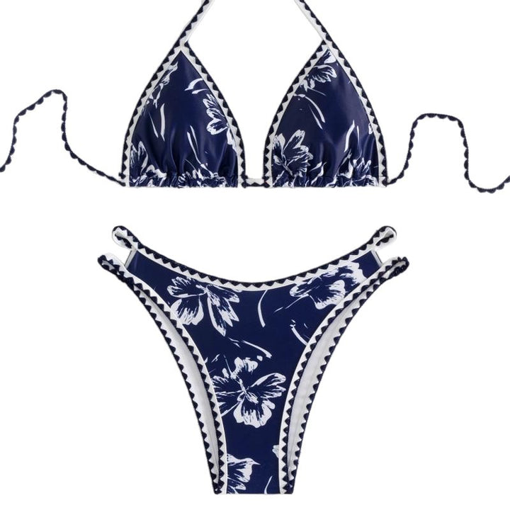 Damen Triangel-Bikini mit floralem Design und verstellbaren Trägern Drune