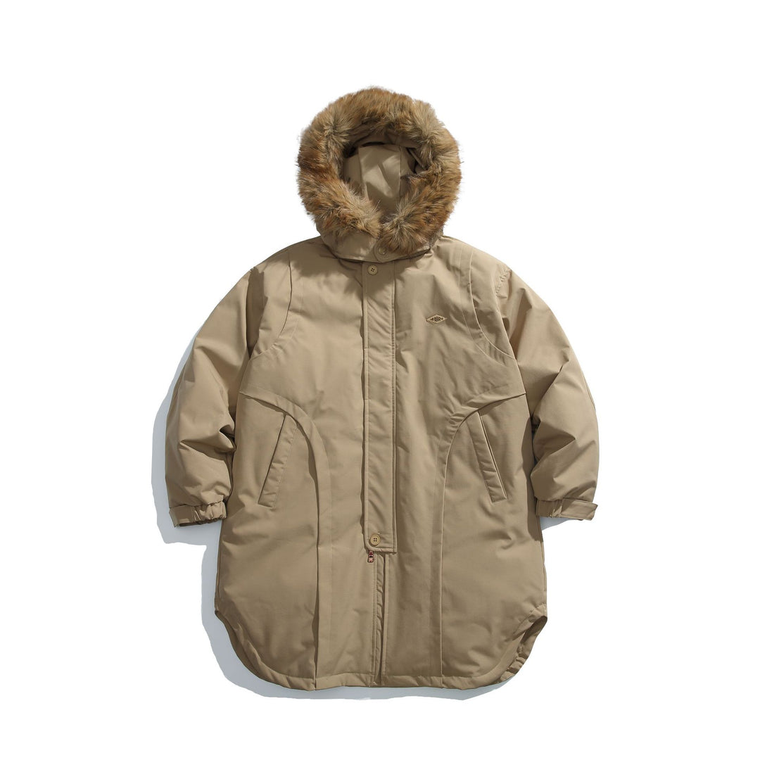 Herren Gefütterter Winterparka mit abnehmbarer Kunstfellkapuze Drune