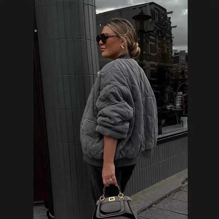 Damen Oversized gesteppte Bomberjacke Drune
