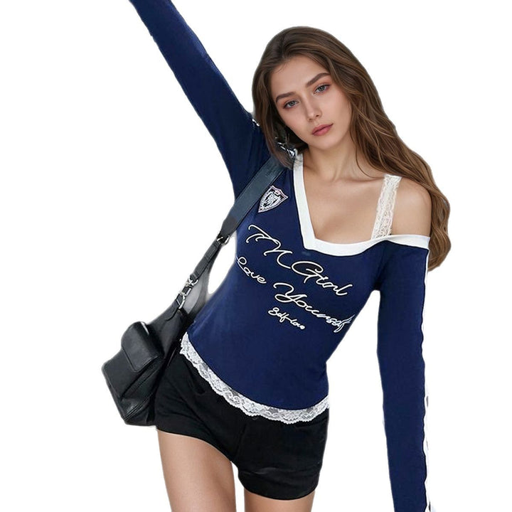 Damen Elegantes Off-Shoulder Oberteil mit trendigen Rüschendetails Drune