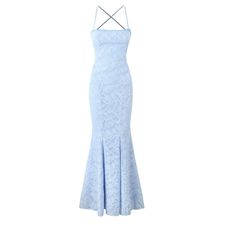 Damen elegantes Abendkleid mit floralem Spitzenmuster Drune