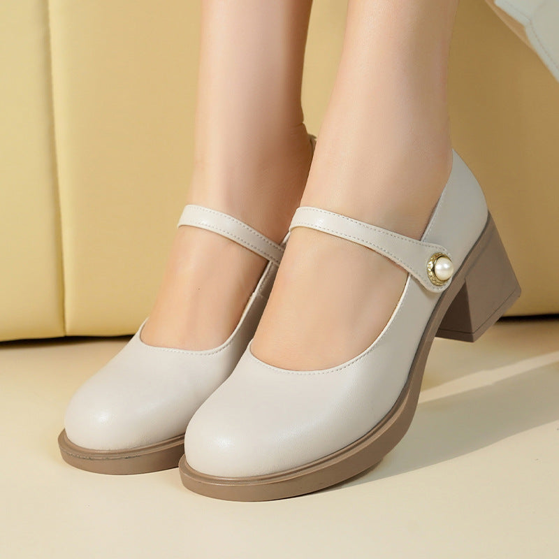 Damen Pumps mit eleganter Riemchenverzierung und bequemem Blockabsatz Drune