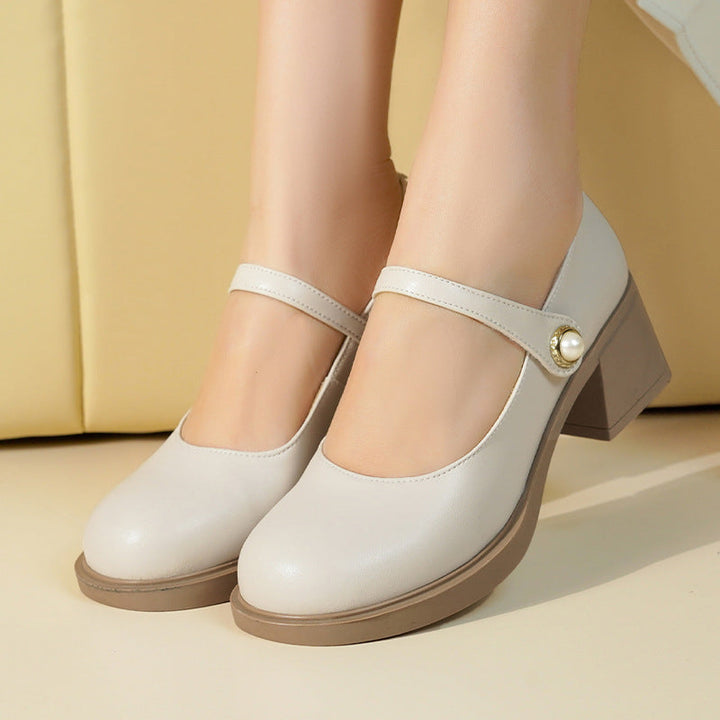 Damen Pumps mit eleganter Riemchenverzierung und bequemem Blockabsatz Drune